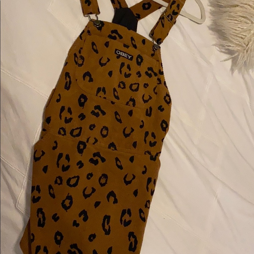 Brand new obey overall cord leopard dress